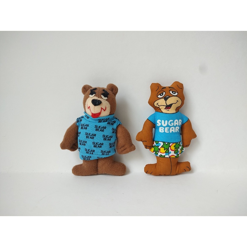 Vintage pair of Sugar Bear plush teddy stuffed bears Golden Crisp cereal